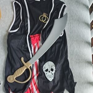 Pirate Costume for Adults with Earrings and Sword
